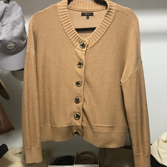 Quince Sweaters - Quince Camel Button-Up Cardigan small with flaw